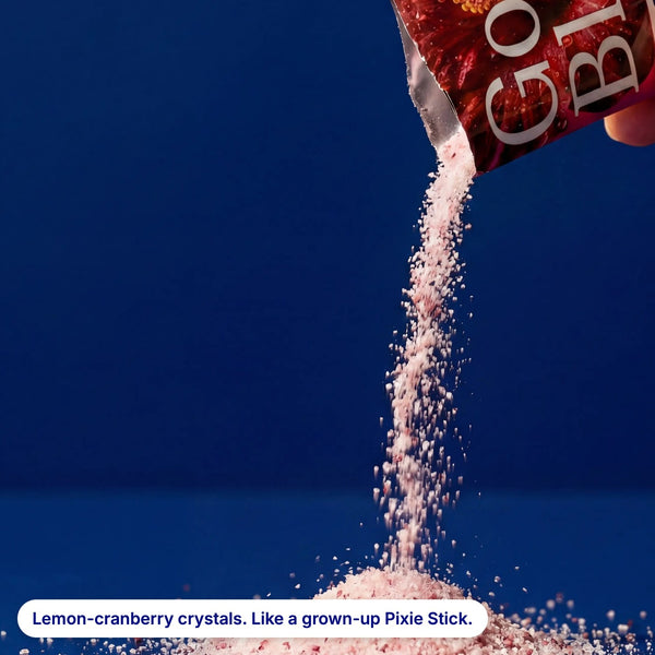 Step 1: pour the tasty GoBlo powder on your tongue and it quickly melts
